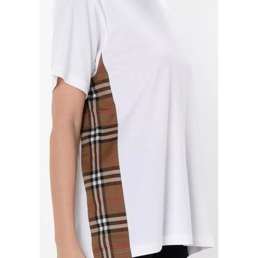 BNWT Burberry Women’s Caris Side Check T-Shirt In White Size Medium $480